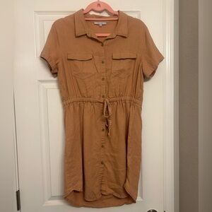 Love Tree Camel Button-Up Shirt Dress